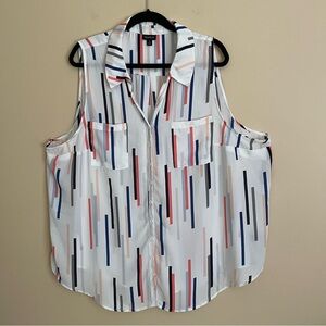 Torrid Women's Multi-Color Striped Sleeveless Button-Down Sheer Blouse Size 4X